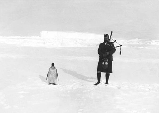 When Scottish explorers went on an expedition to Antarctica in 1902, they brought along a piper, who was tasked with maintaining morale.jpg