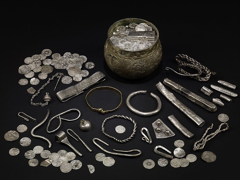 The Vale of York hoard, a collection of Viking silver items dating to the 10th century. Uncovered by a metal detector in North Yorkshire, England in 2007..jpg