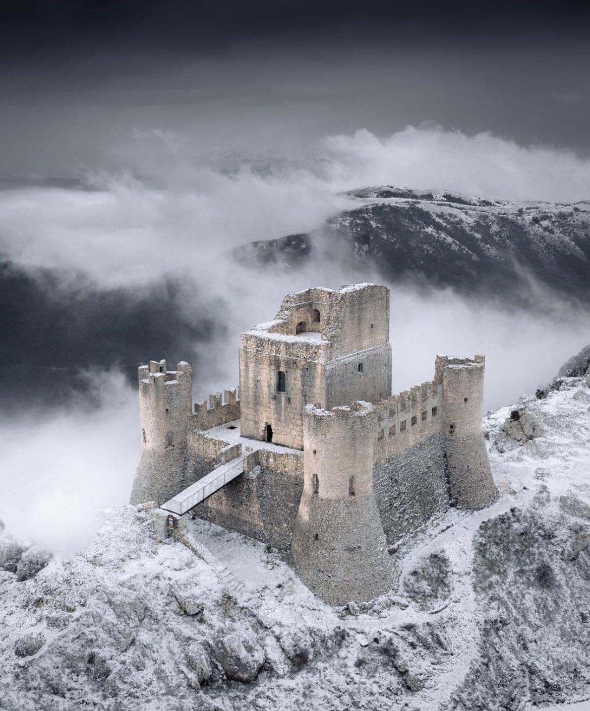 The Castle of Rocca Calascio in Abruzzo, Italy, is the highest castle in the Apennines. Built in the tenth century it is unusual as it was built to accommodate troops, and never as a residence for nobility.jpg