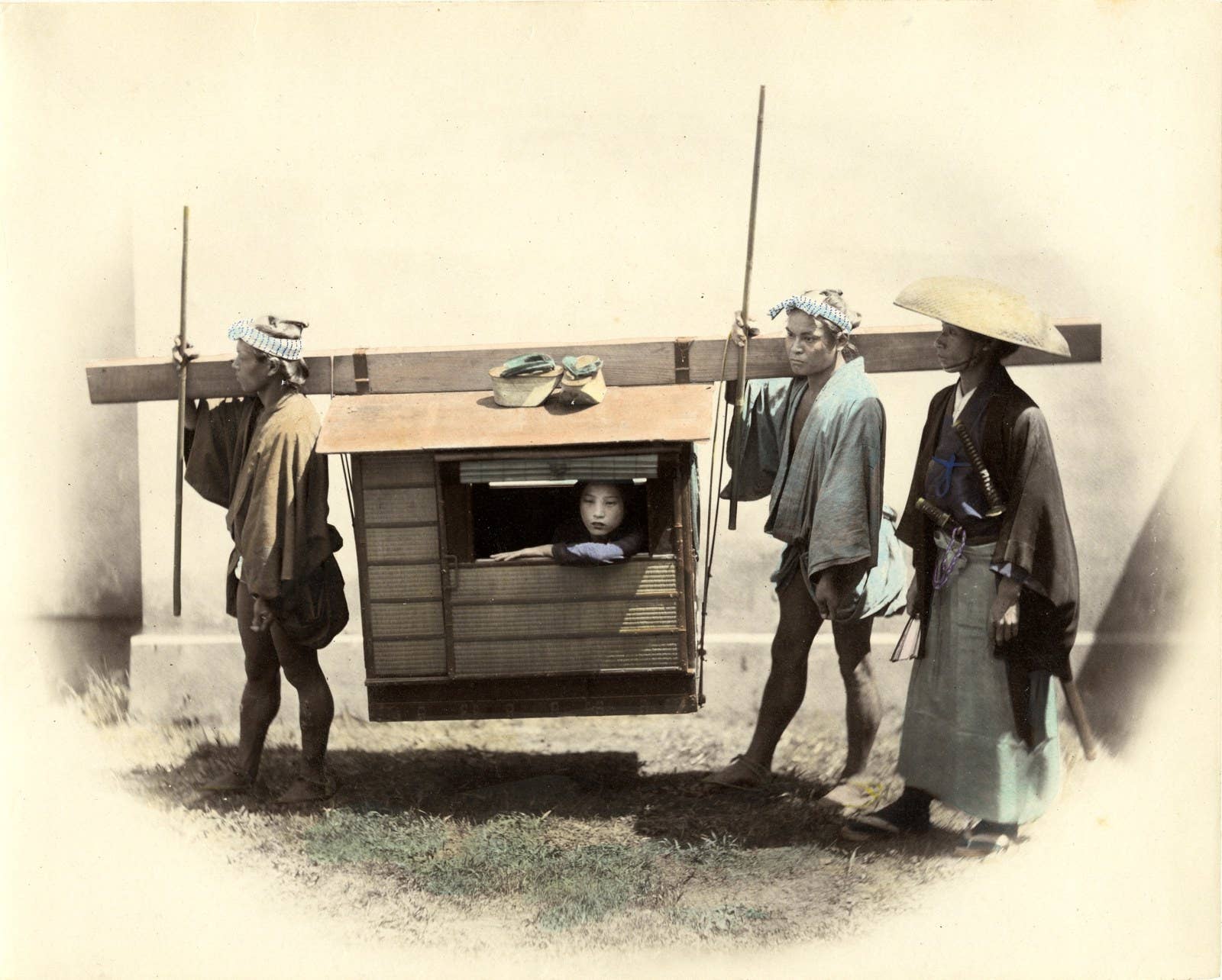 Upper Class Lady in Palanquin with Samurai Escorts, circa 1867.jpg