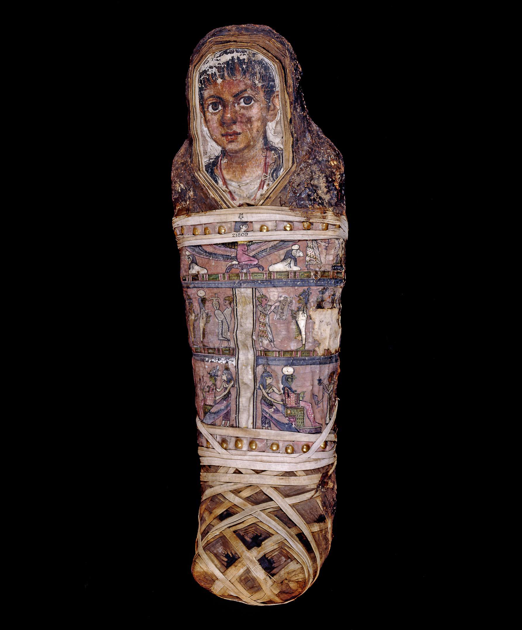A mummy of the young boy from Egypt and his portrait, dated to c.40-55 AD.jpg
