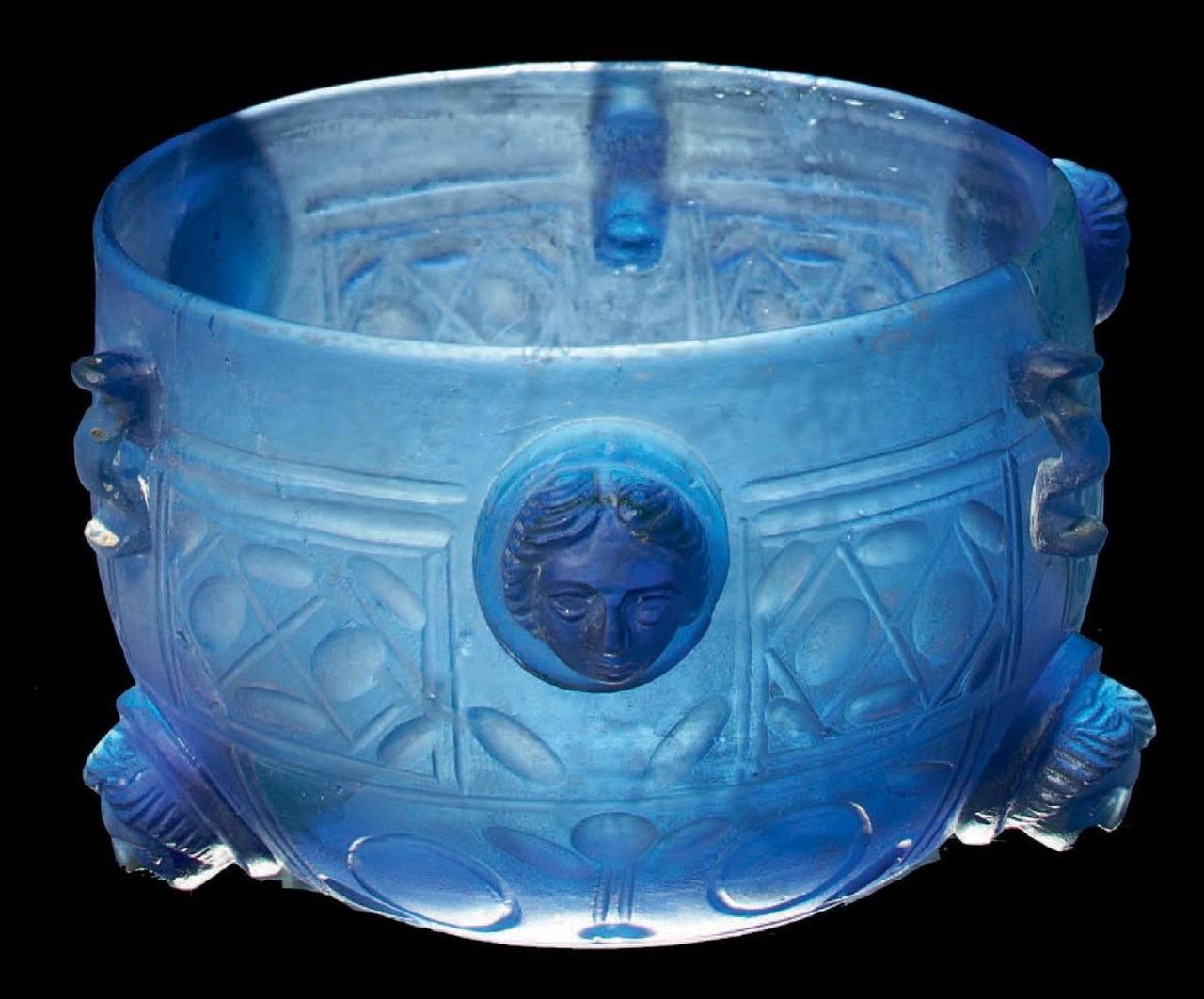 Roman Glass Cup with Medallions, From the Rhine Valley, C. 1st Half of the 4th Century AD. This may have been been used as a lamp.jpg