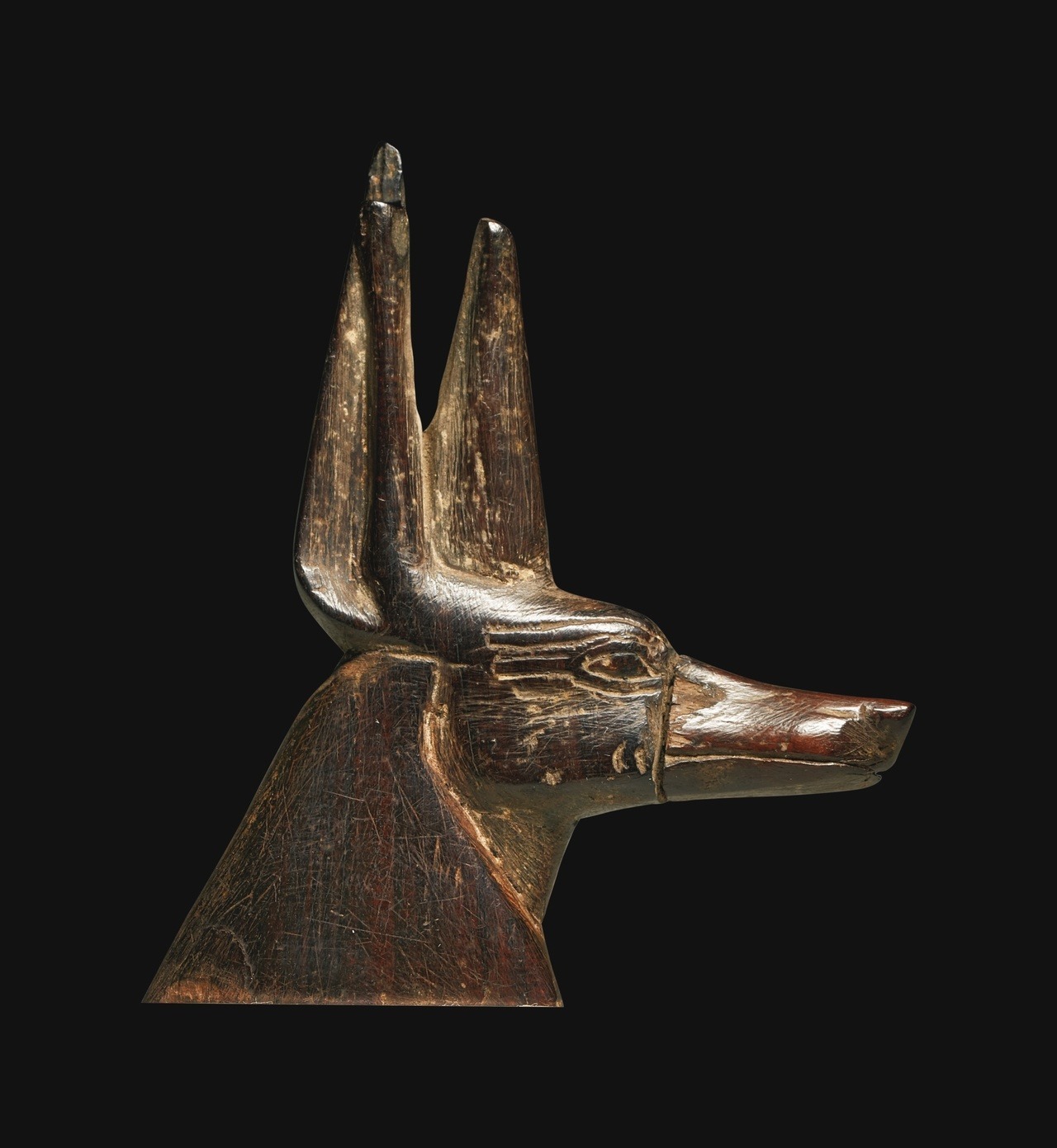 Head of Anubis, Egyptian, 18th-19th Dynasty, 1540-1190 B.C. Ebony Inlay.jpg