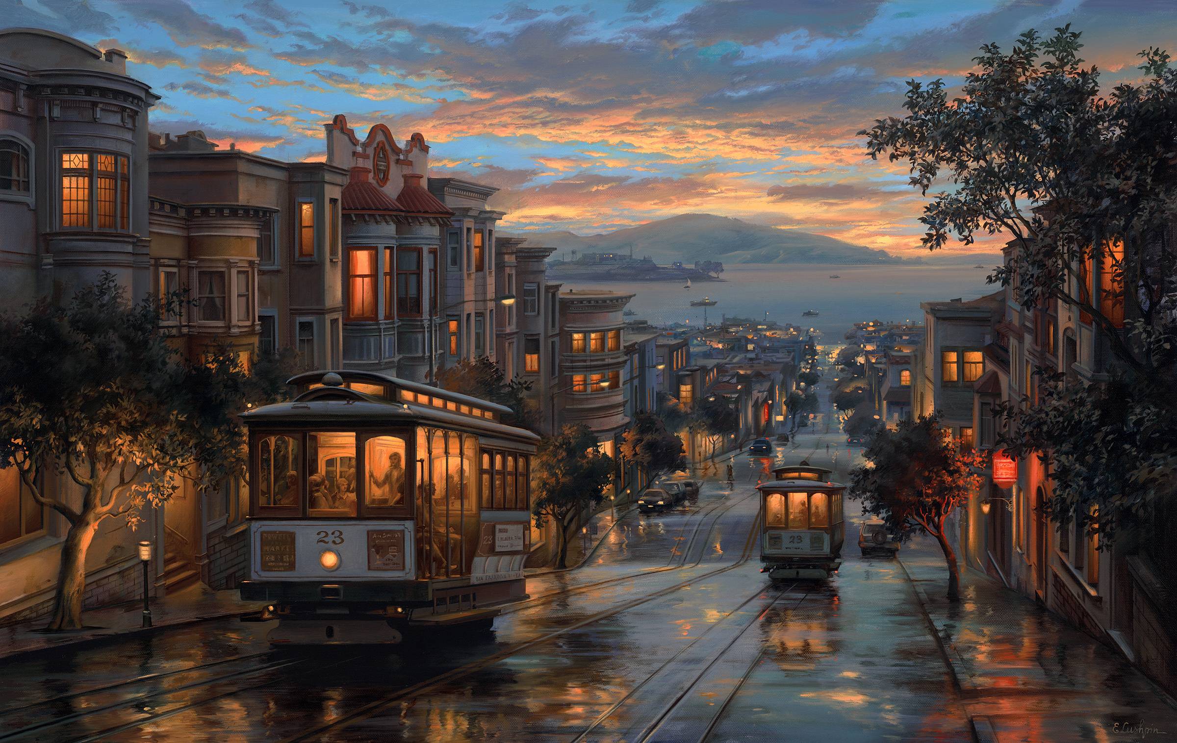 Cable car heaven - San Francisco, Evgeny Lushpin, Oil on canvas, 2013.jpg