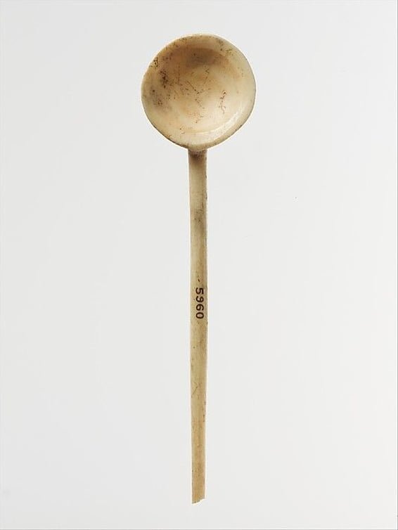 Roman bone spoon form 1st century CE. This type of spoons were used for eating i.e. snails, shellfish, and eggs.jpg