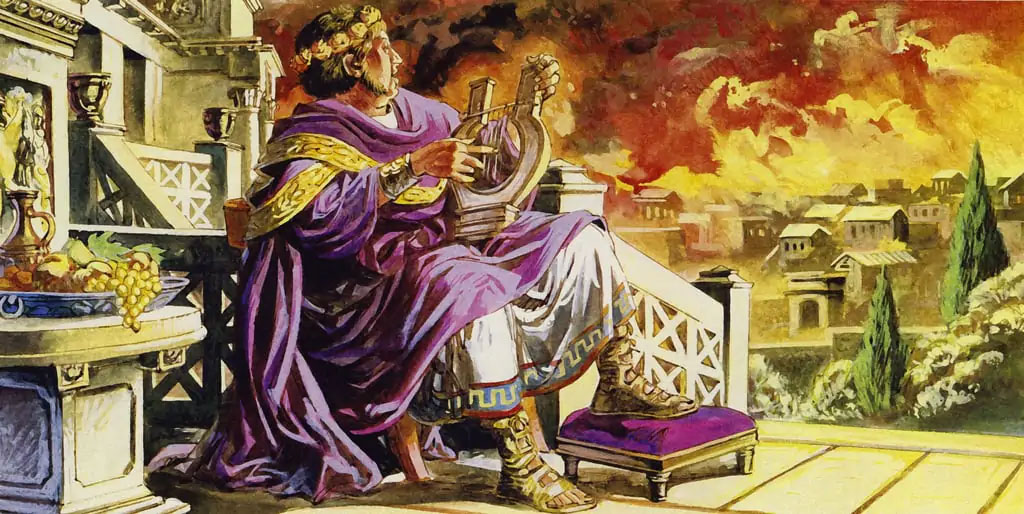 As-Rome-Burned,-Nero-Sat-on-His-Balcony-Composing-a-Poem_by-English-School.jpg
