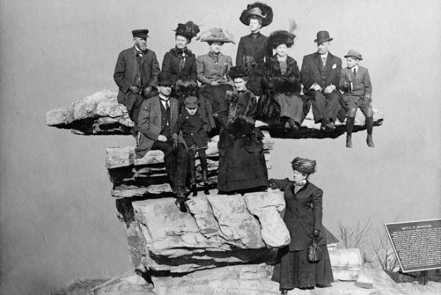 A dapper group posing on Umbrella Rock, Lookout Mountain, Tennessee, ca 1880s-90s.jpg