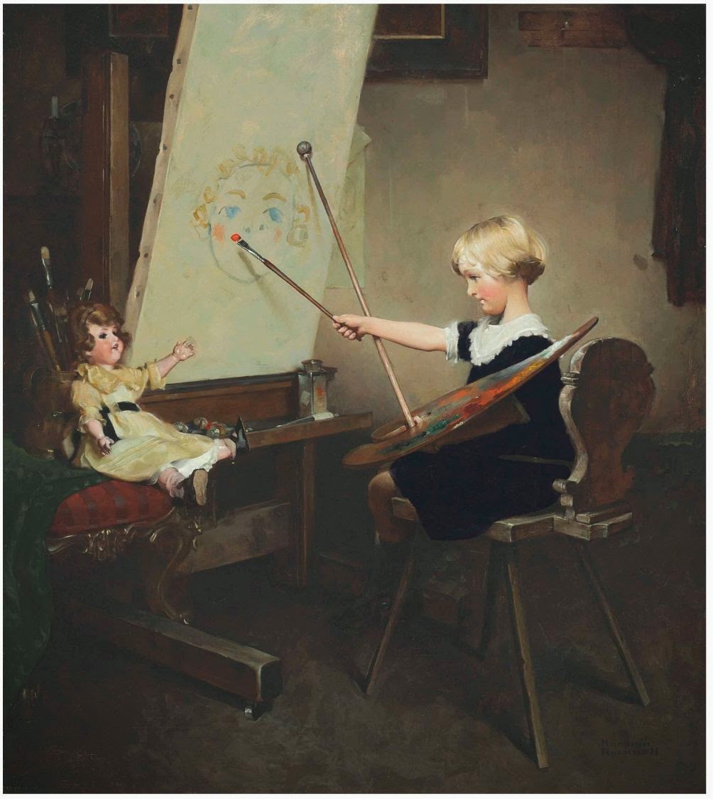 Norman Rockwell (1894-1978). The Artist's Daughter (Little Girl with Palette at Easel) . oil on canvas. 86.4 x 76.2 cm. Painted in 1919 (1).jpg