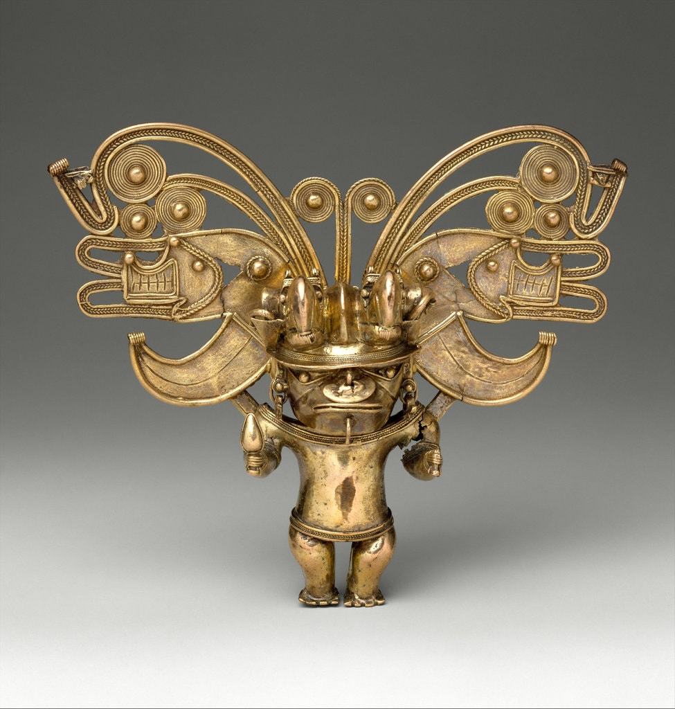 Gold figure pendant made by the Tairona people in north Colombia, 10th-16th century.jpg