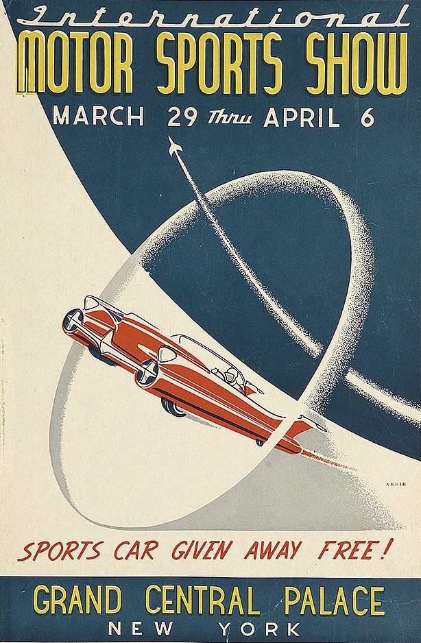 poster for the 1952 International Motor Sports Show by Richard Arbib.jpg