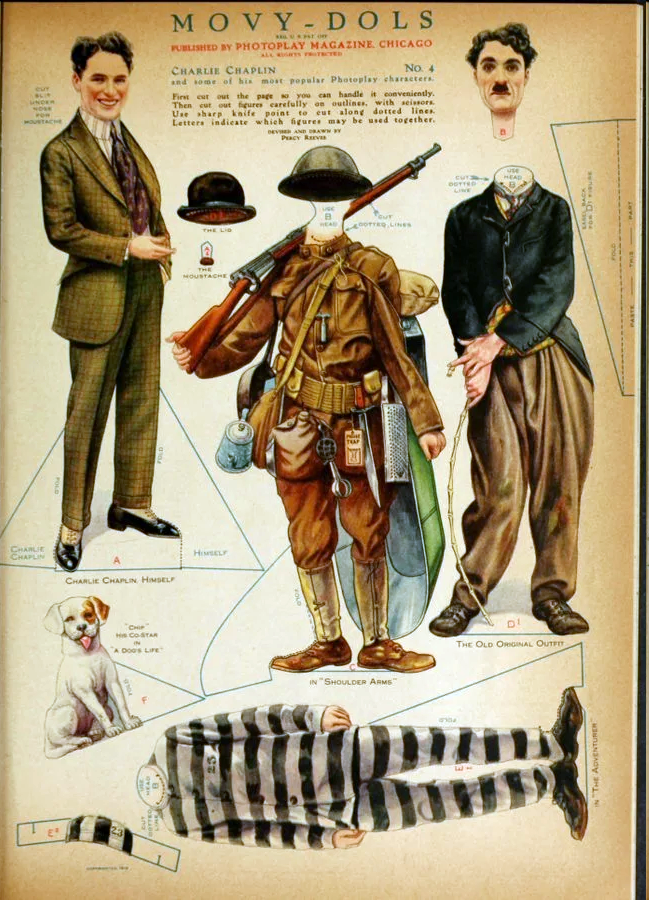 Cut-out 'Movy-Dolls' from a 1919 issue of Photoplay Magazine. Charlie Chaplin.png