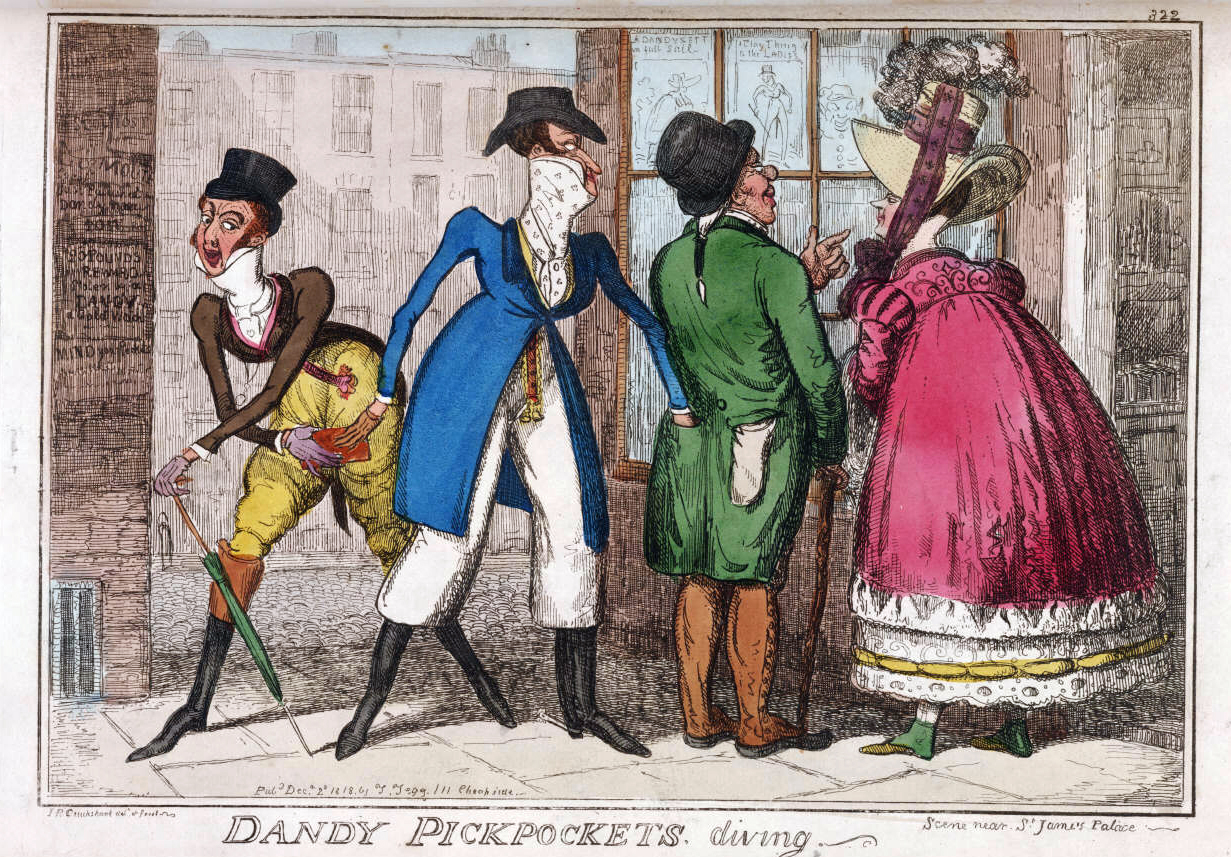 Dandy PickPockets Diving_Scene Near St. James Palace (1818) by I. R. Cruikshank.jpg