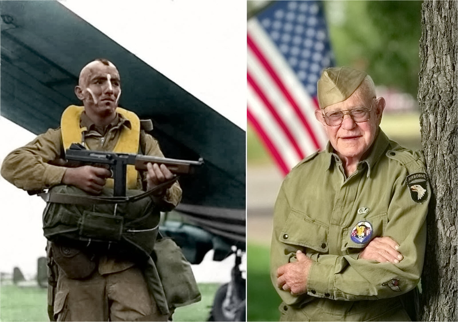 Sergeant Jake McNiece of the 101st Airborne (Screaming Eagles) ready to parachute behind enemy lines on D-Day, 1944.jpg