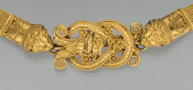 Hellenistic (Greek colonial) gold necklace with Herakles knot, North Black Sea Coast, 4th century BC from The Hermitage Museum, St. Petersburg, Russia.png