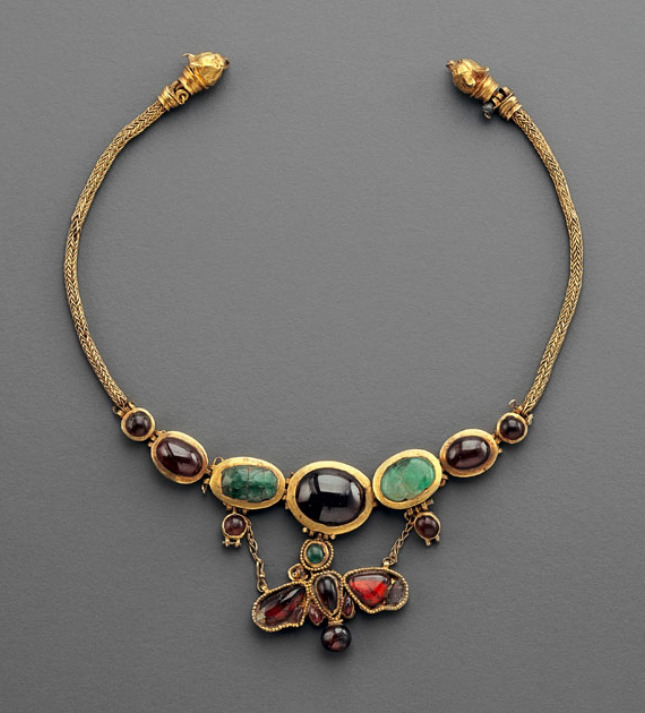 Hellenistic Gold, Garnet and Emerald Butterfly Necklace, 2nd Century BC The butterfly is a symbol of eternal love. It represents Psyche, the personification of the soul.jpg