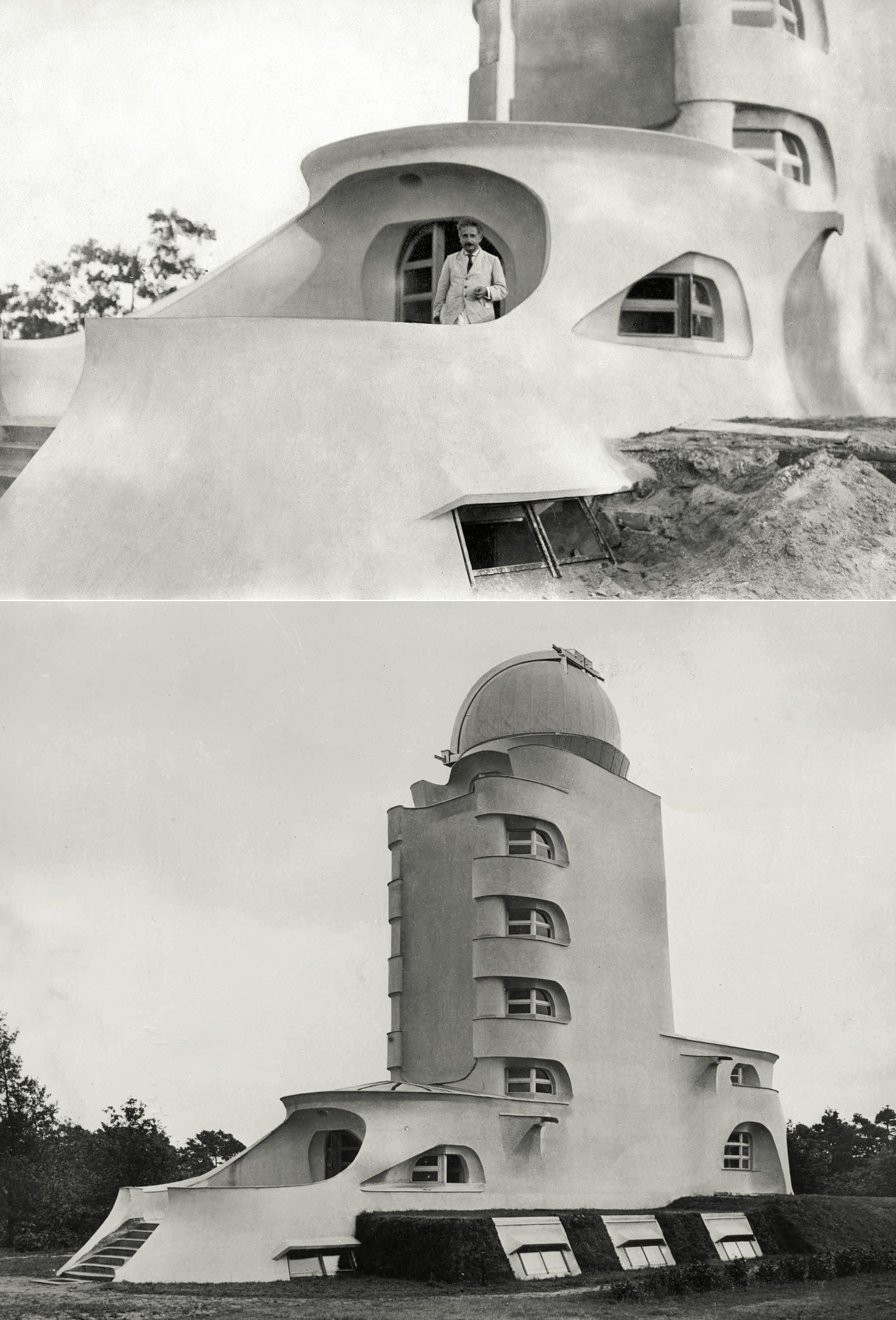 Albert Einstein at the Einstein Tower (solar telescope) in Potsdam, 1921.jpg