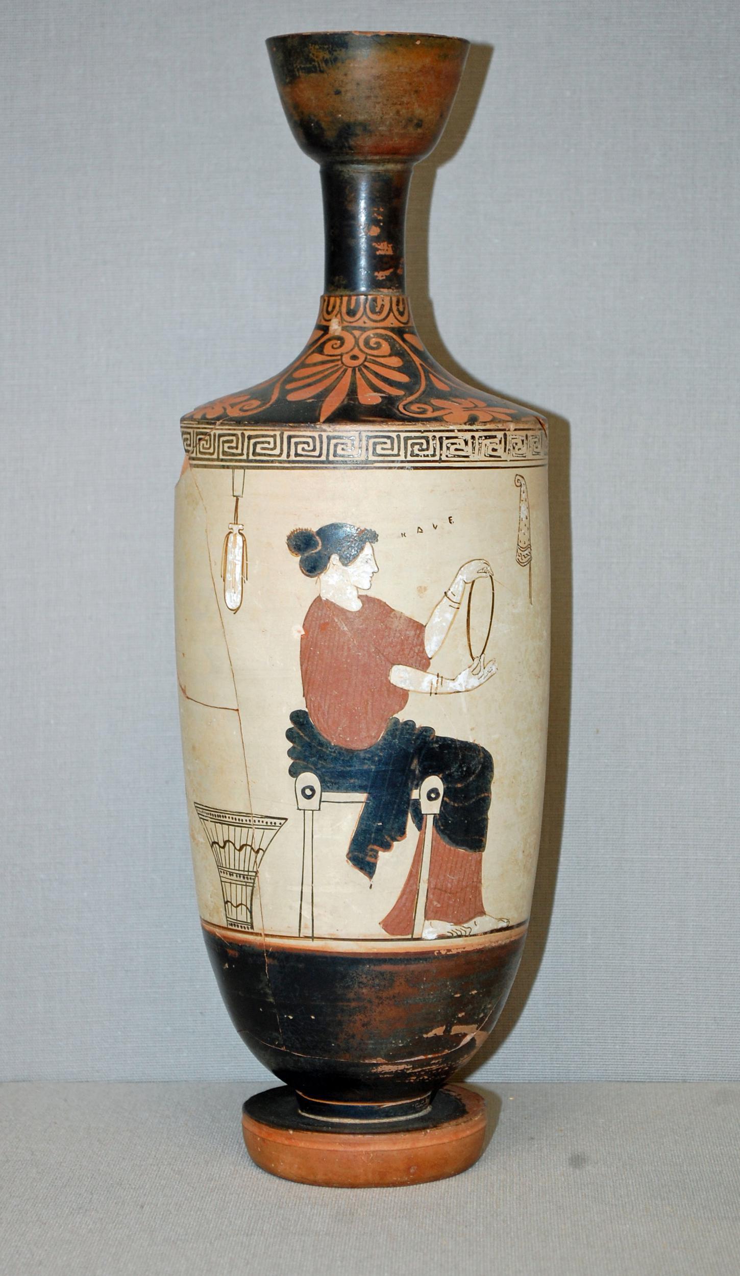 White-ground lekythos (oil-flask), Painted by The Villa Giulia Painter, Attica (Greece), 470BC-450BC.jpg