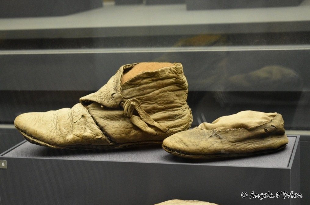 Viking adult's and child's shoes. Dated to 866-1066. Found in Coppergate, York, England.jpg