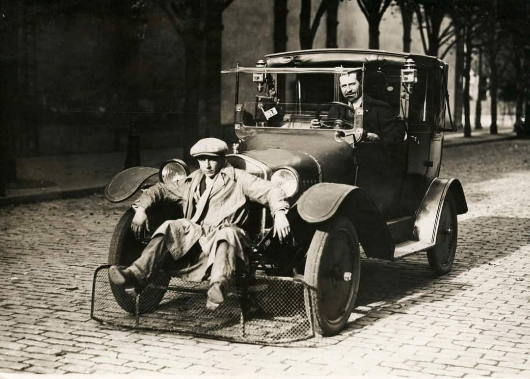 Road Safety. Paris police are testing a rescue device - mounted on the front of a car - that could potentially reduce the number of deaths in traffic, 1924..jpg
