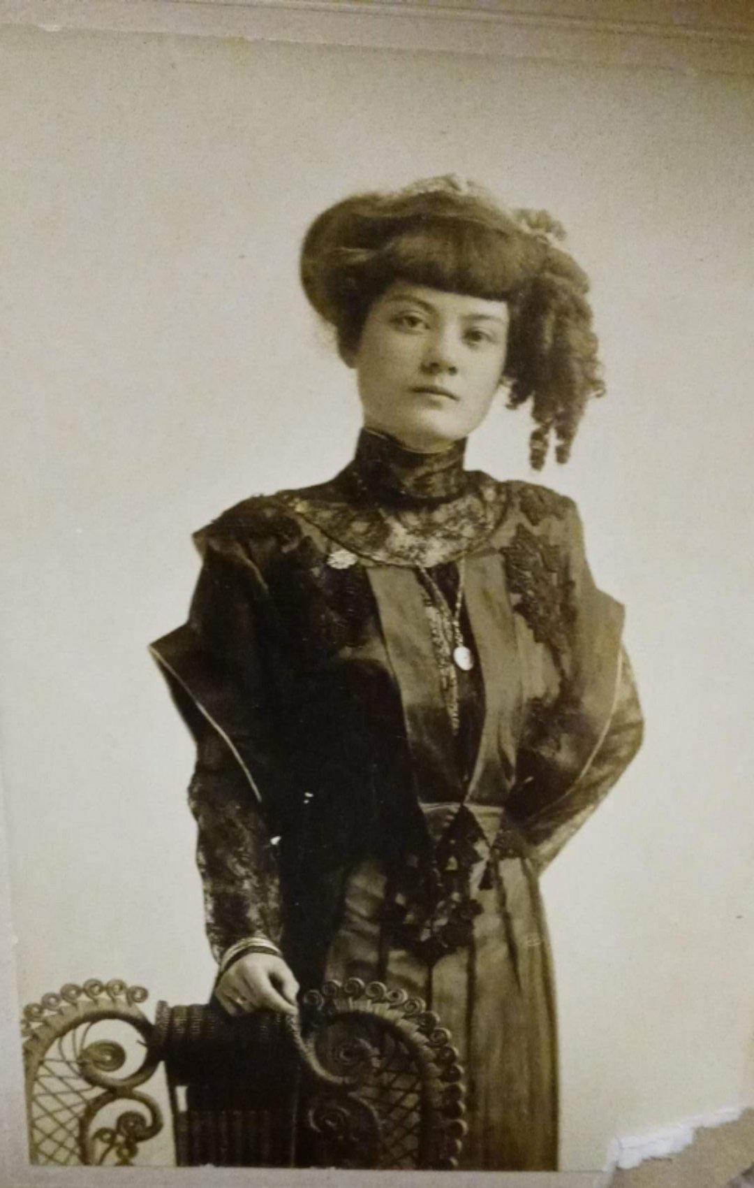 Eva, wearing a $500 dress - circa 1911.jpg