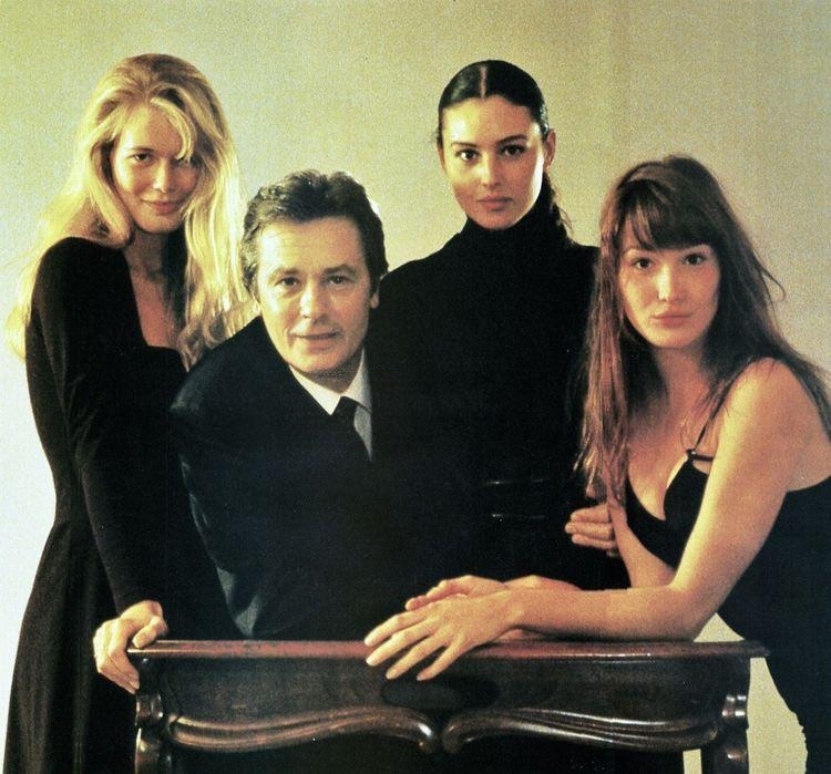 Claudia Schiffer, Alain Delon, Monica Bellucci and Carla Bruni, 1990s.jpg