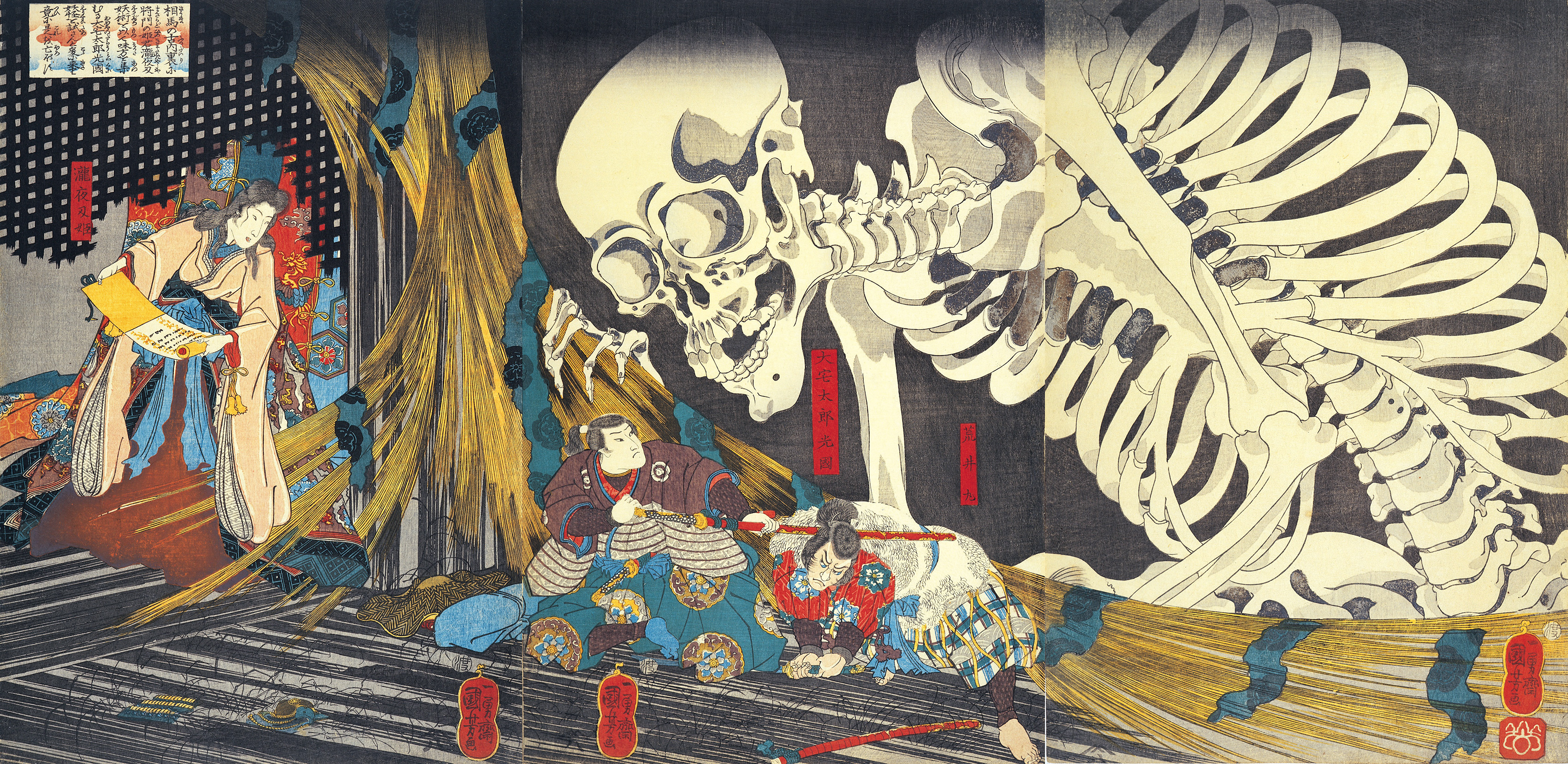 Princess Takiyasha calling up a monstrous Skeleton specter at the Old Palace in Soma, woodblock print by Utagawa Kuniyoshi, c. 1845-46.jpg