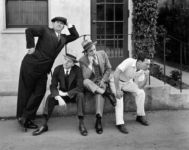 1932. L-R Oliver Hardy, Stan Laurel, Jimmy Durante, Buster Keaton.jpg