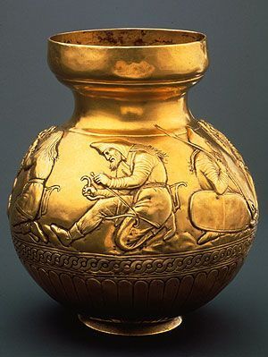 Golden Scythian vessel with mythical scenes from Kuban, Russia, 4th century BC.jpg