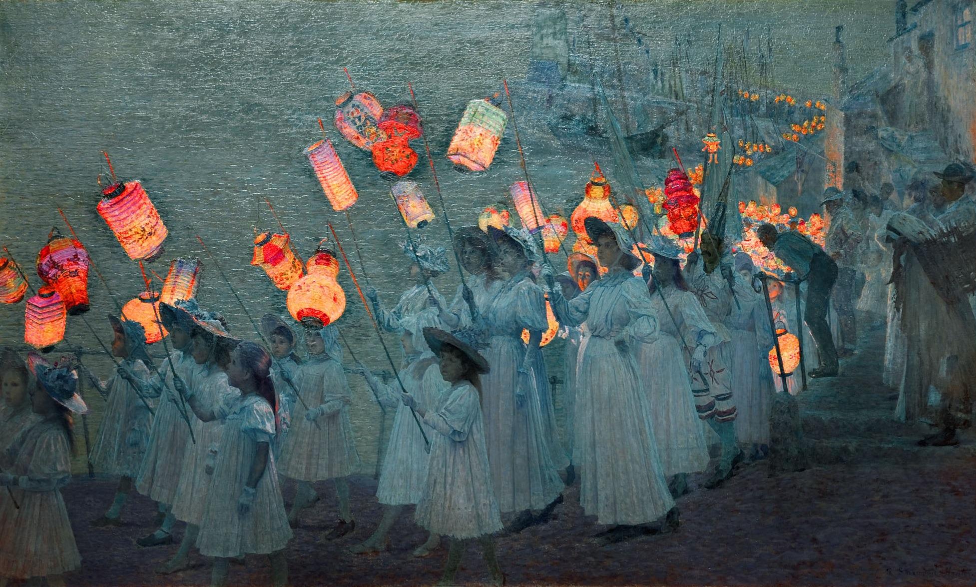 Jubilee Procession in a Cornish Village, June 1897. George Sherwood Hunter, 1897.jpg