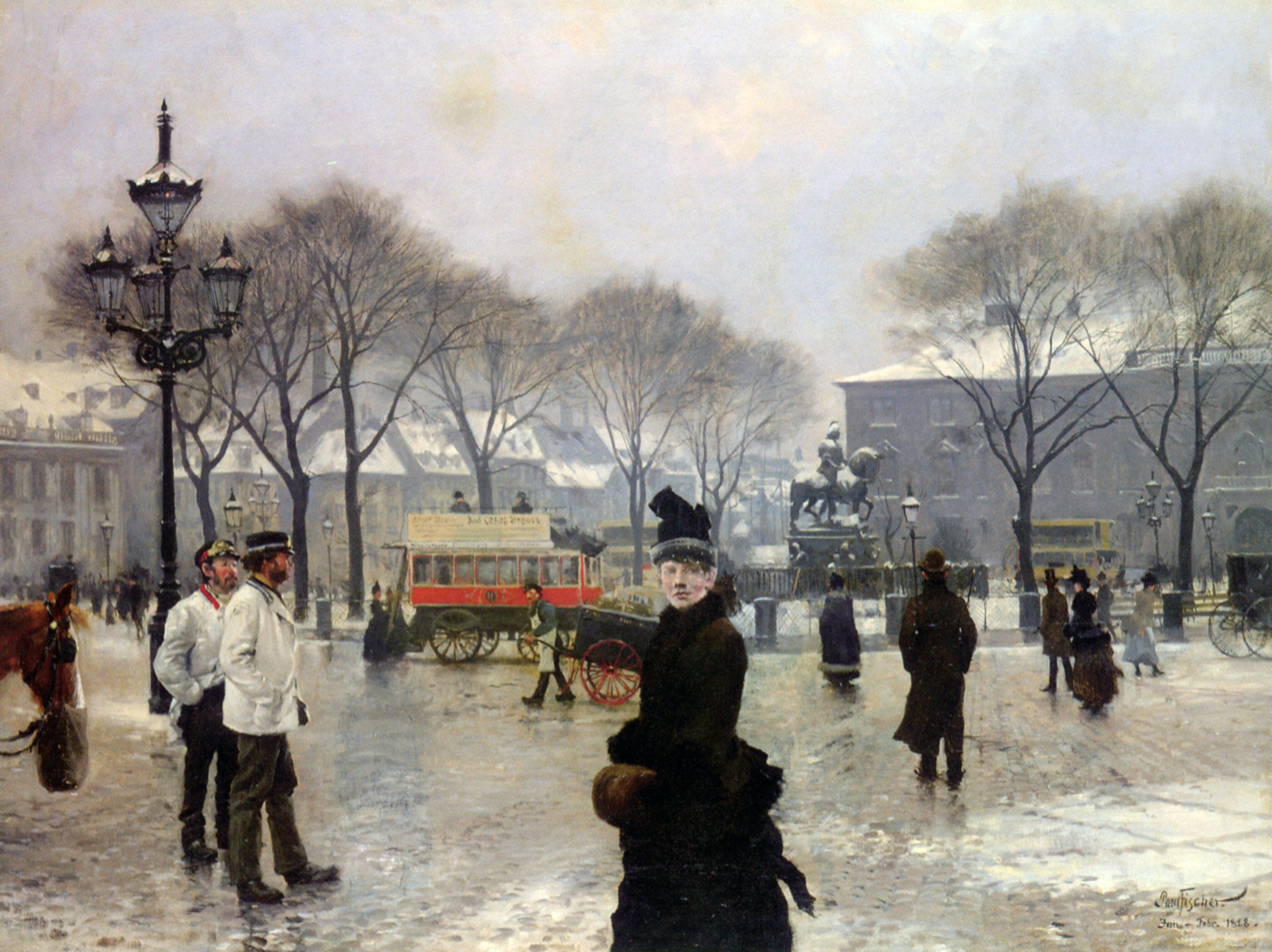 A Winter's Day on Kongens Nytorv Copenhagen (1888) by Paul Gustav Fischer.jpg