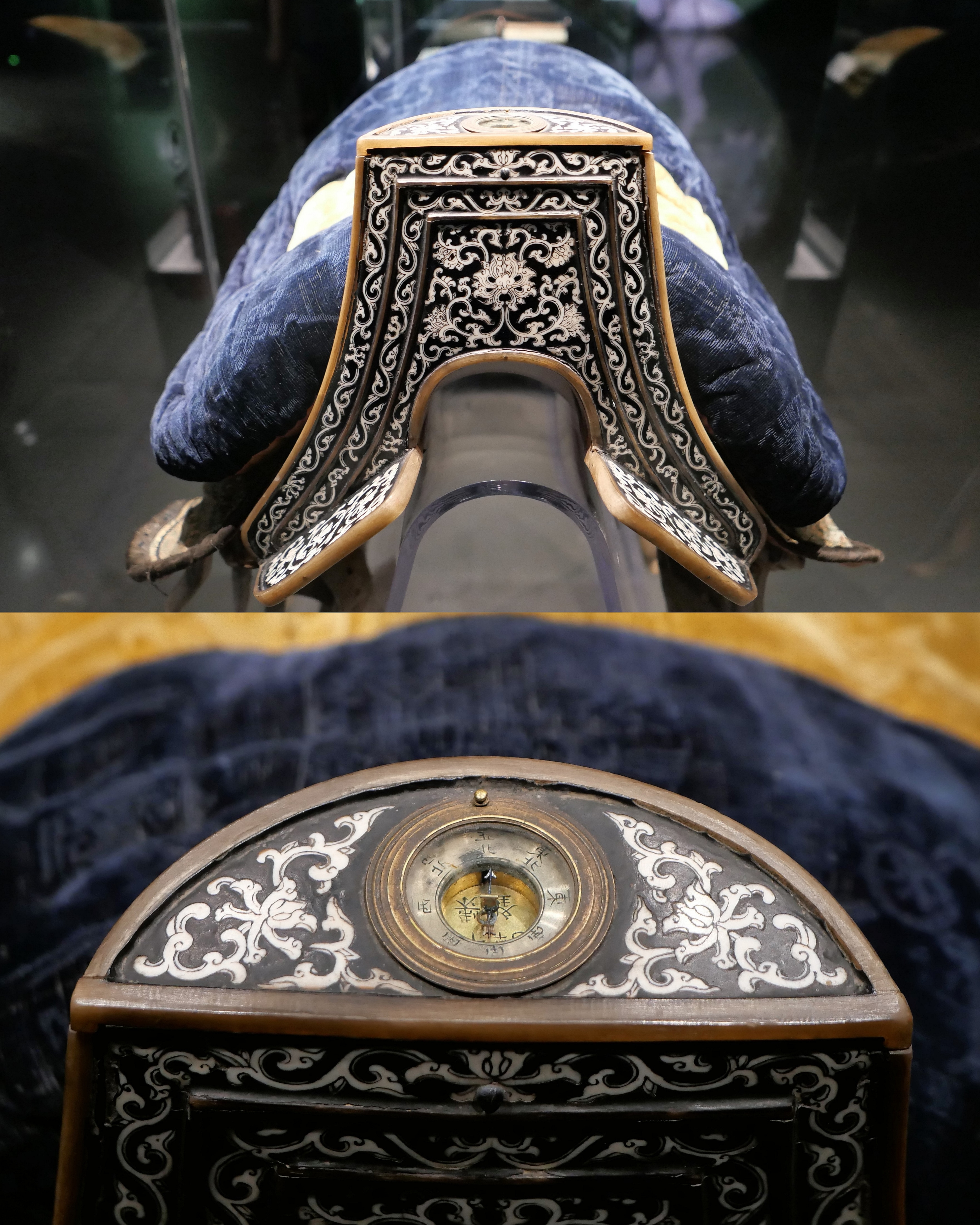 Saddle embedded with a compass. Qing dynasty, China, 18th century.jpg
