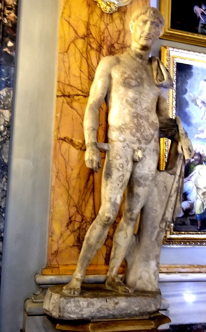 Apollo statue with the head of Trajan, located in the Colonna Gallery in Rome. Probably a restorer, he connected Trajan’s head to the body by mistake.jpg