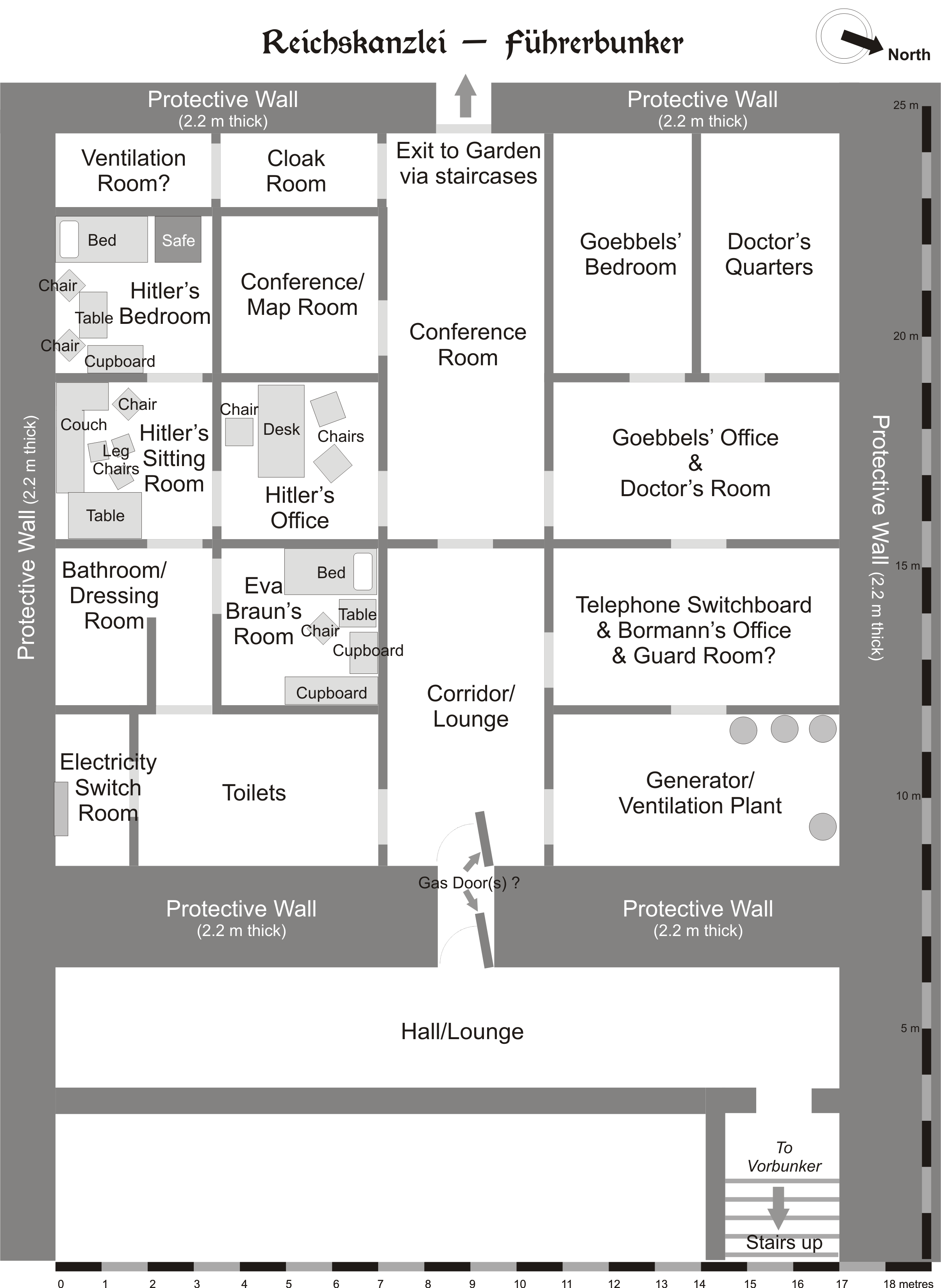 Map of Hitler's Bunker - Fuhrerbunker - 1945.png