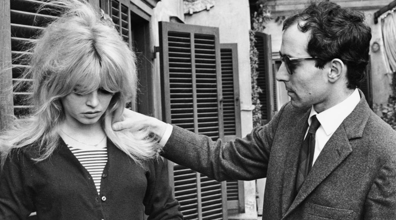 Brigitte Bardot being directed by Jean-Luc Godard during the filming for 'Contempt'. 1963.jpg