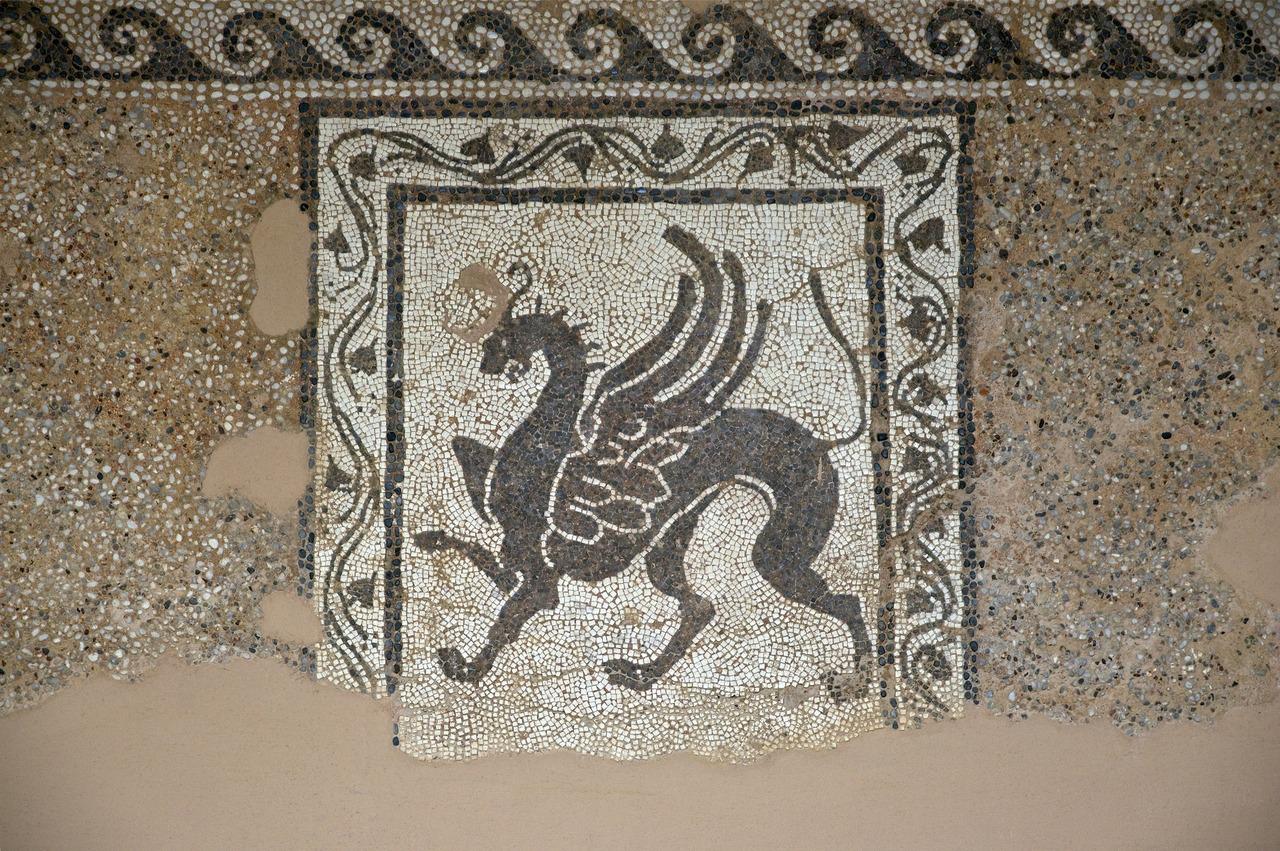 Griffin mosaic from the Acropolis at Rhodes, ca. 2nd century BC.jpg