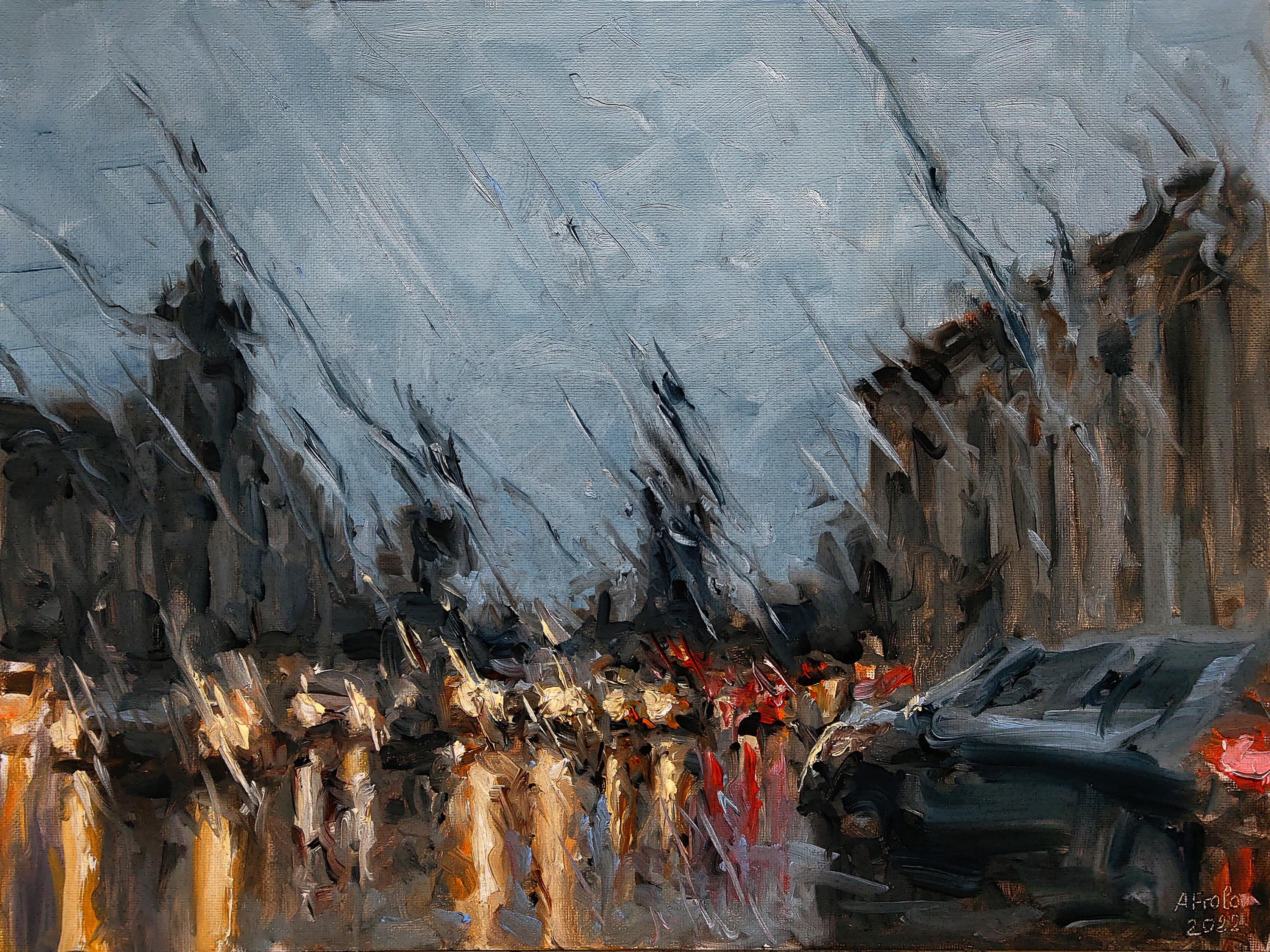 Evening Square, My oil painting on a canvas panel.jpg