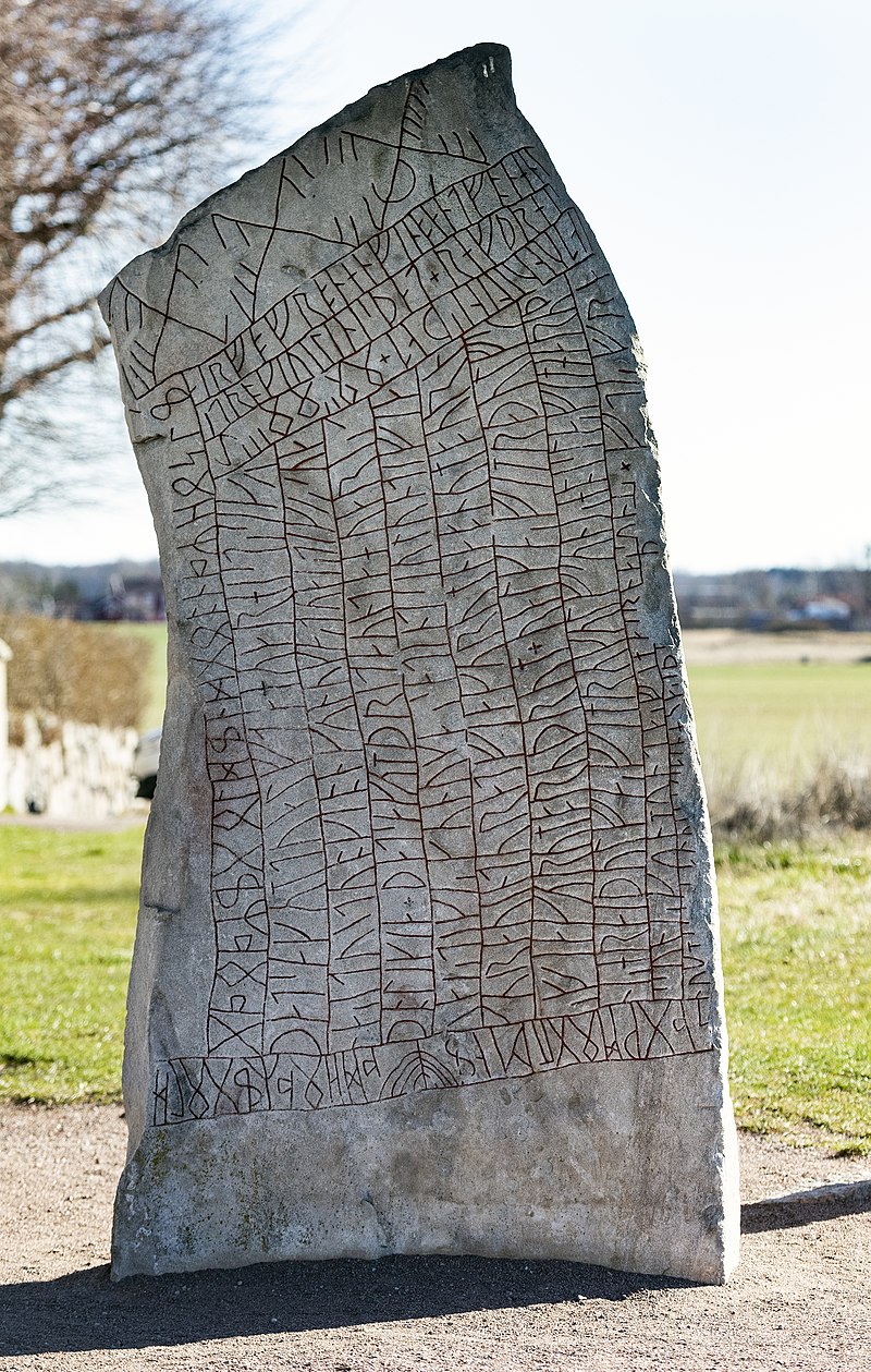 The Rök Runestone. Estimated to have been carved in the early 9th century. It is considered the first piece of written Swedish literature.jpg