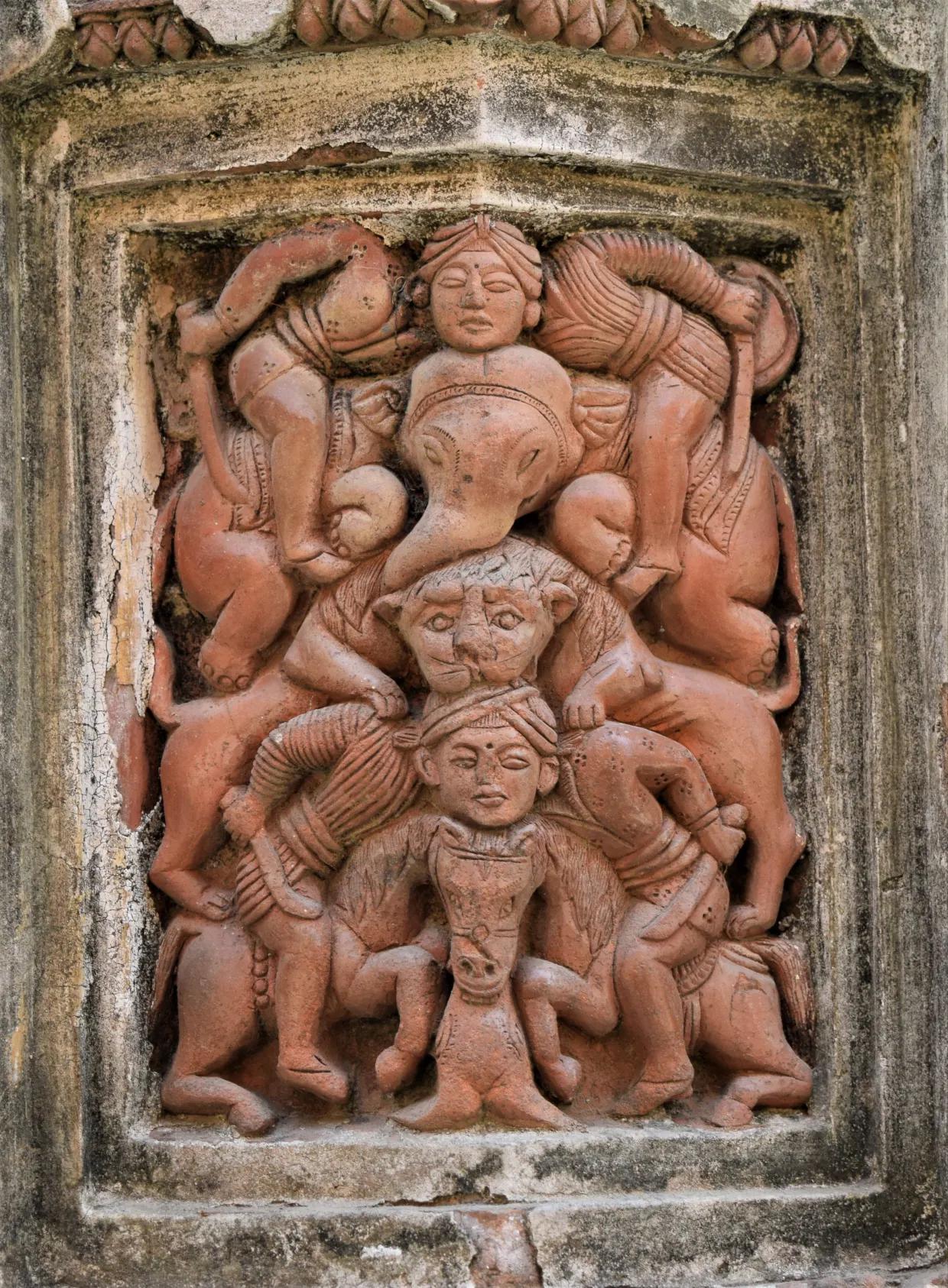 Terracotta panel in the Shiva temple, Sribati, India. Sribati Terracotta Shiva Temple Complex, 18th-19th Century CE.jpg
