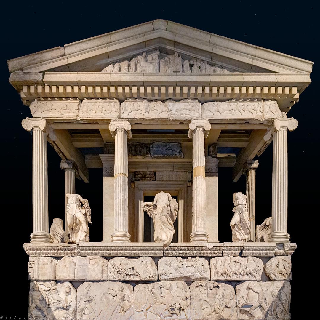 The Nereid Monument is a sculptured tomb from Xanthos in Lycia (then part of the Achaemenid Persian Empire), present-day Turkey,  built circa 390 BC.jpg