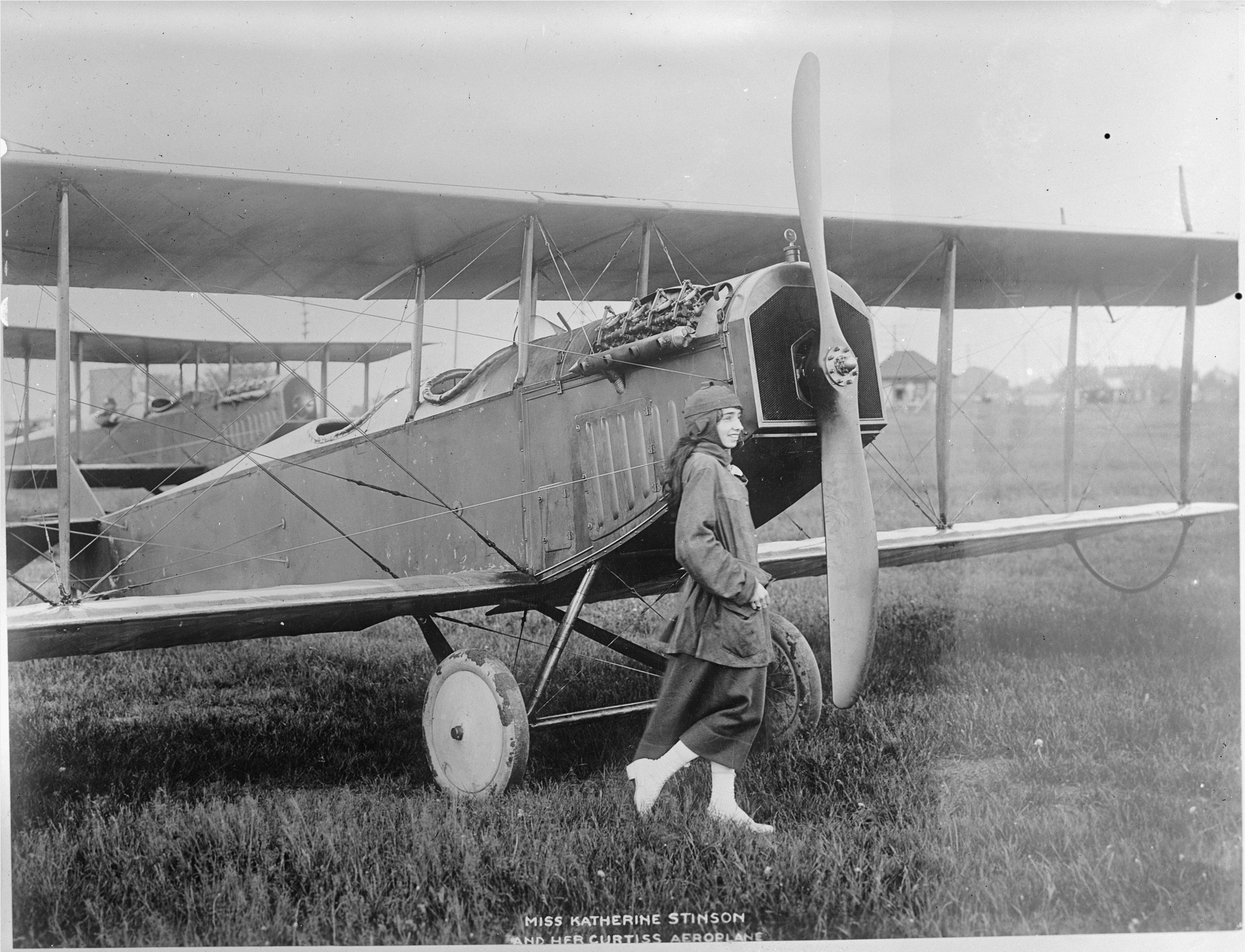 Nineteen year old aviator and volunteer Red Cross carrier, Katherine Stinson preparing for flight from Buffalo to Washington D.C., 1918.jpg