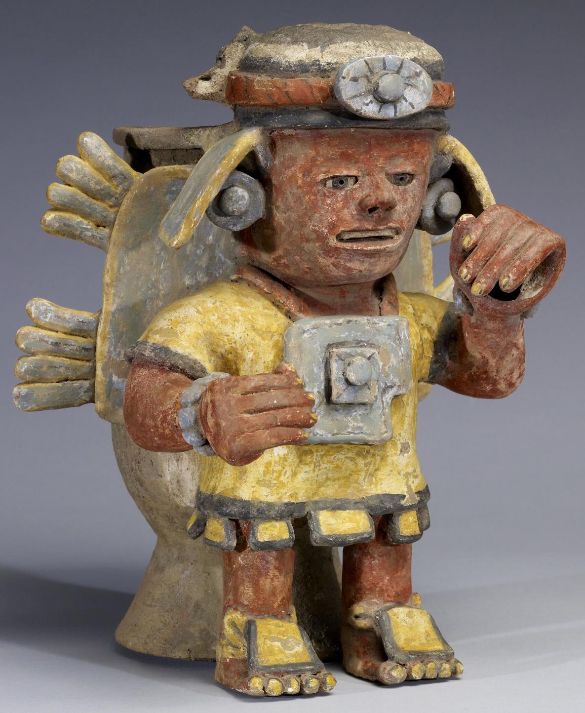 Polychrome standing figure with raised hand. Mexico, Mixtec civilization, 1200-1500 AD.jpg