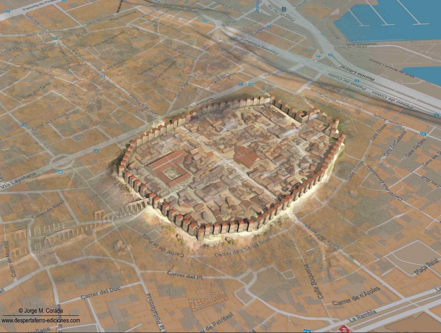 Roman colony of Barcino on top of modern-day Barcelona.jpg