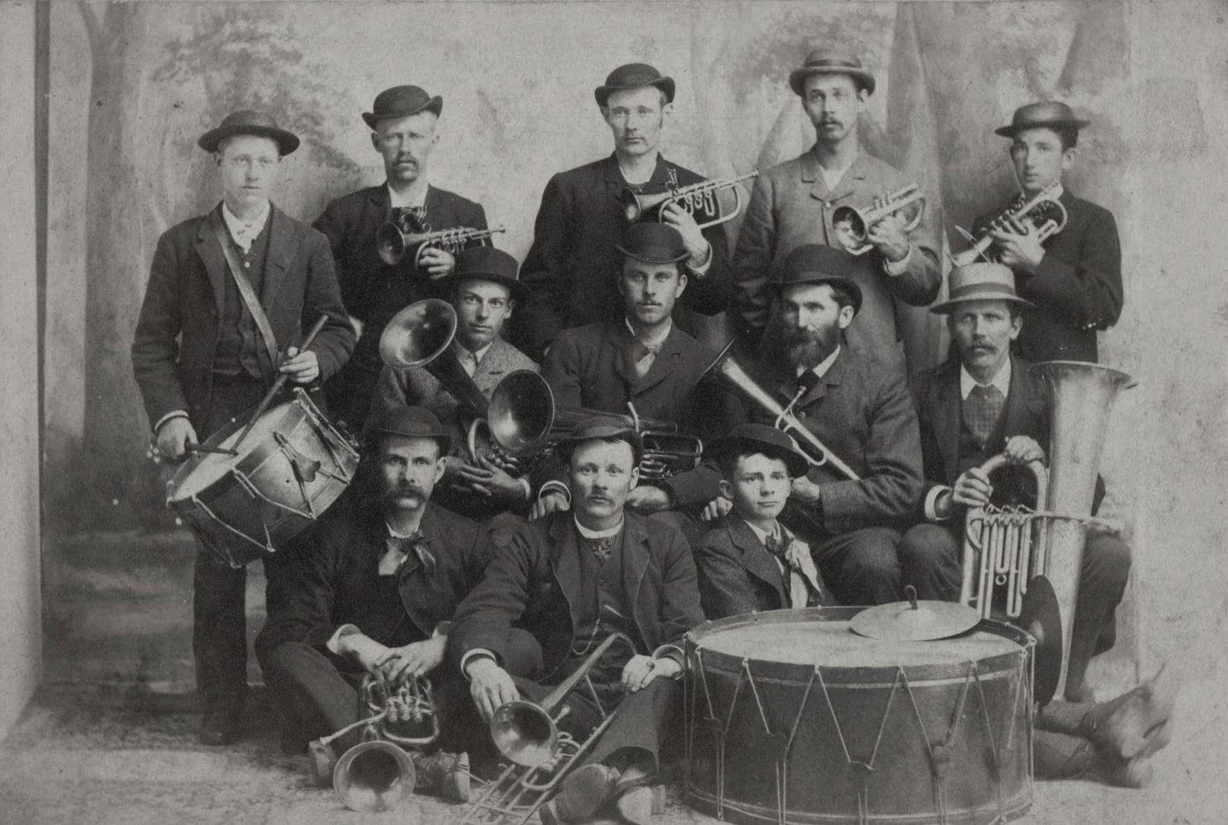 I'm assuming this was some kind of town band in WNY. My great-great-grandfather is the one seated on the far left. I'm guessing this photo was taken around 1880.jpg