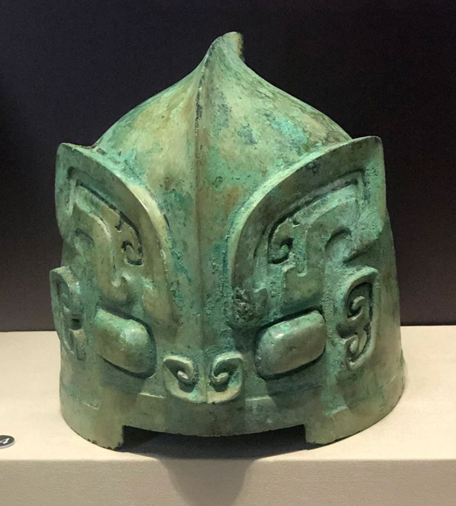 3,000-year-old helmet with abstract face pattern. Dayangzhou, China, around 1200 BC.jpg