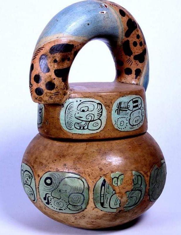 A Maya ceramic lock-top pot from Tomb 19 in Río Azul, Guatemala. Dating from around 460 CE, the pot contains ancient cacao residue.jpg