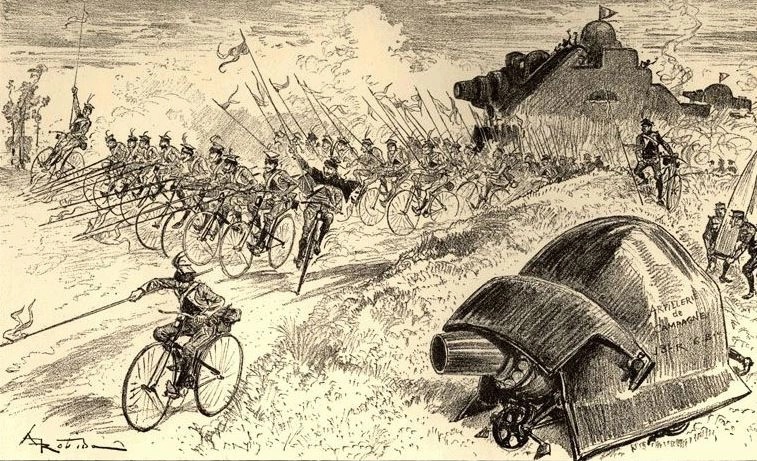 Attack of the bicycle dragoons, 19. cen.jpg