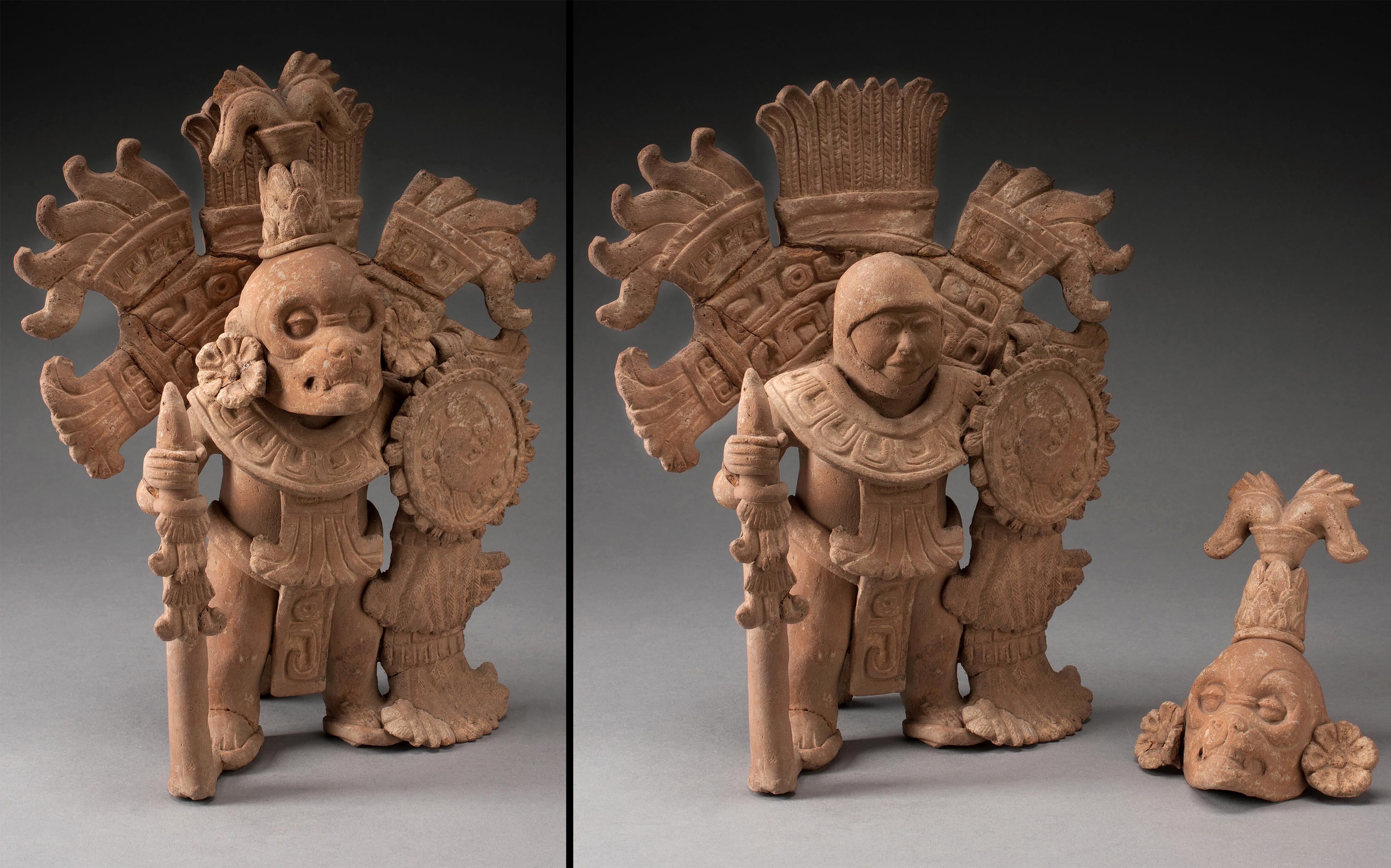 Ceramic warrior figure with removable mask. Veracruz, Mexico, 700-1000 AD.jpg