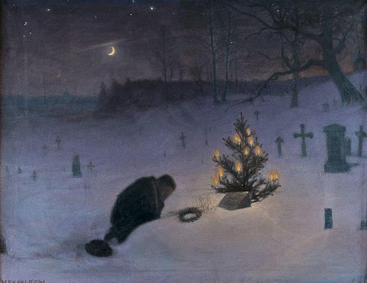 Christmas Eve at the Grave, Otto Hesselbom, Oil on Canvas, 1896.jpg