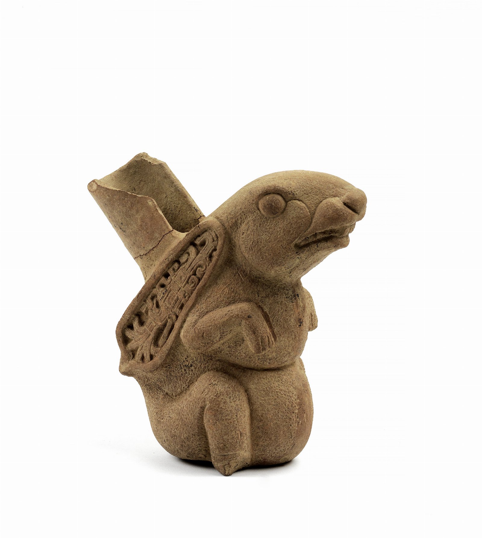 Spouted ceramic rabbit effigy vessel. Veracruz, Mexico, Classic period, ca. 600-900 AD. Penn Museum collection.jpg