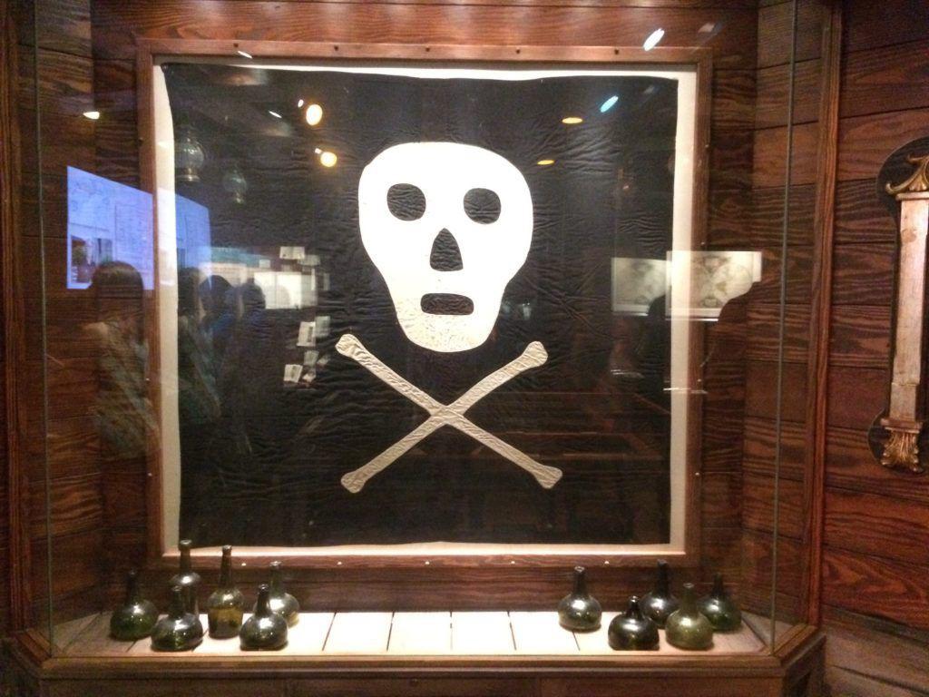 One of the only two remaining jolly roger flags, 1850, St. Augustine Pirate & Treasure Museum.jpg